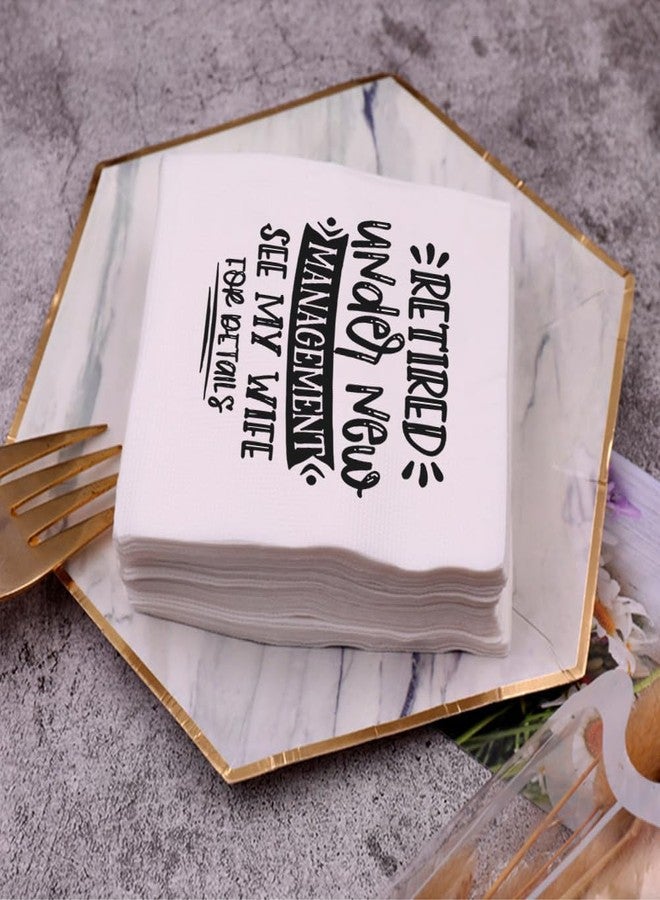 VOWFOO Retirement Cocktail Napkins Party Napkins Beverage Napkins Bar Napkins Disposable Paper Novelty Humorous Gag Gift 100Pcs 4.5 x 4.5 16-ply (Retired Under New Management See My Wife For Details) - Image 5