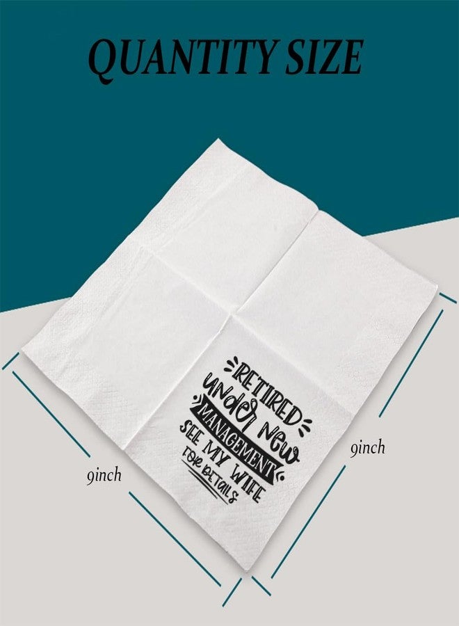 VOWFOO Retirement Cocktail Napkins Party Napkins Beverage Napkins Bar Napkins Disposable Paper Novelty Humorous Gag Gift 100Pcs 4.5 x 4.5 16-ply (Retired Under New Management See My Wife For Details) - Image 4