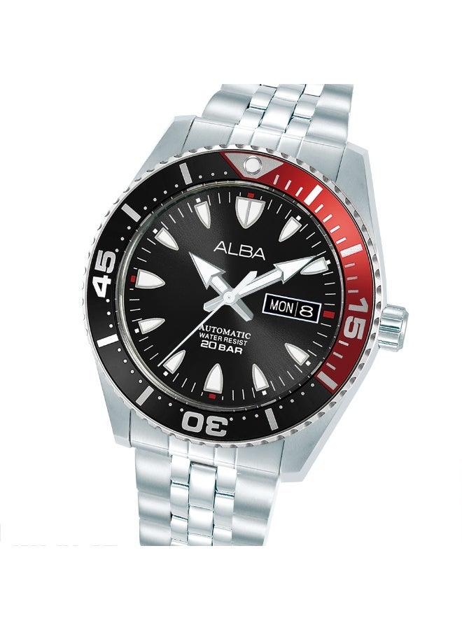 Alba Mechanical Automatic Men’s Watch AL4763X1, 43 mm Black Dial, Stainless Steel Case & Bracelet, 200 m WR - Image 3
