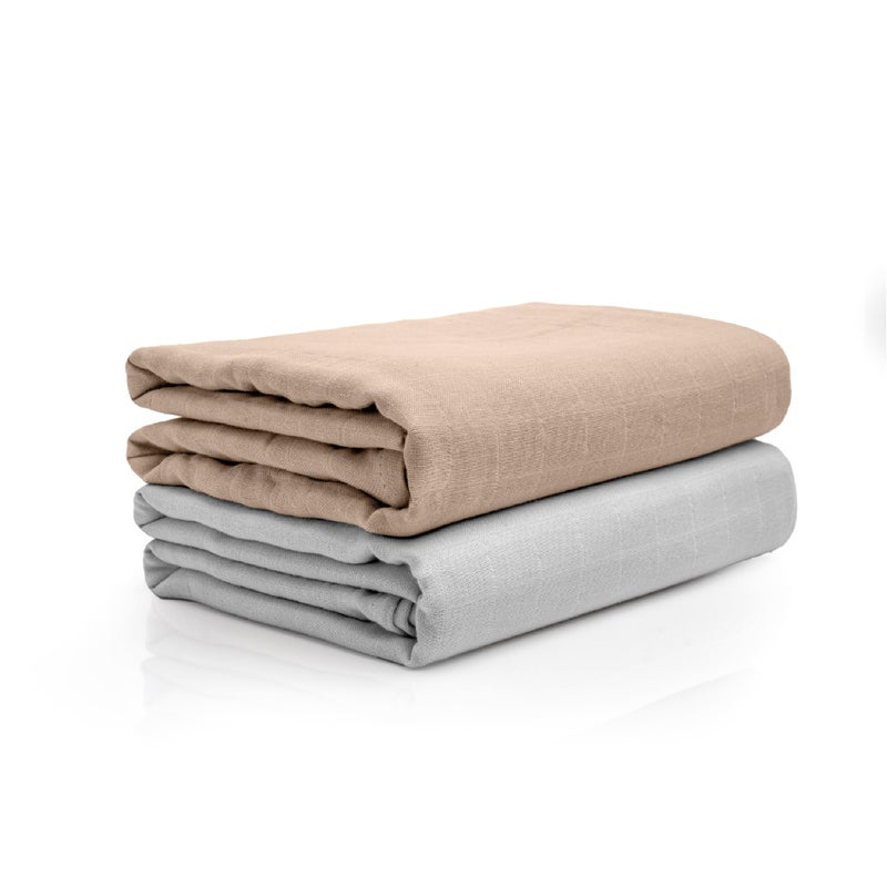 Salt Earth 100 Organic Cotton GOTS Certified 2Layered Swaddle Baby Blanket 2 Pack47x47 Receiving Blankets for SwaddlingWrap for Boy Girl Newborn Baby Essentials Registry 2 Solid Colour - Image 2