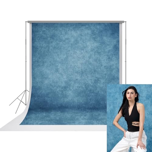 UrcTepics 8×10ft Abstract Blue Professional Photography Backdrop Fabric for Photo Studio, School Portraits, Yearbook, Headshot, Graduation, Audition. - Image 1