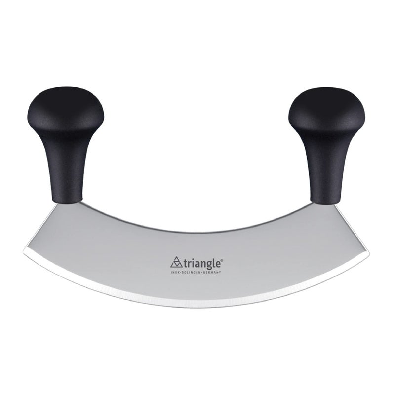 triangle Mincing Knife  7 Stainless Steel Curved Blade  Mezzaluna Knife  Pizza Cutter  Ergonomic Beechwood Handles  Made in Germany