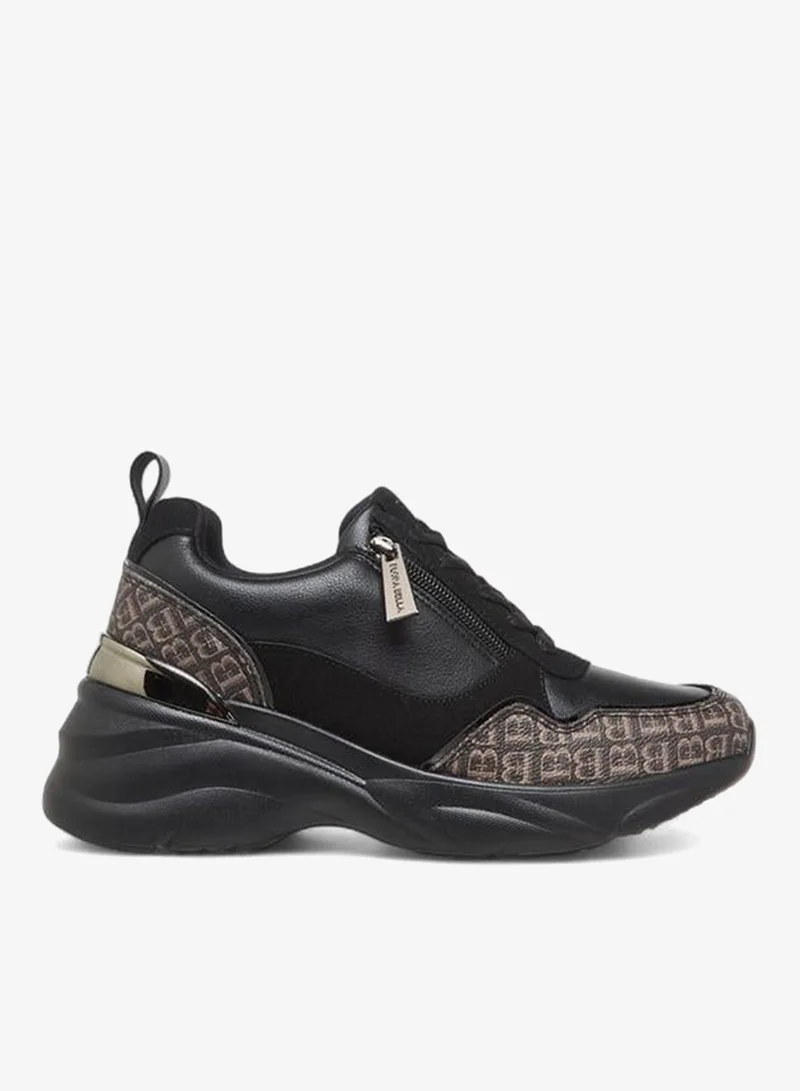 Women Monogram Panel Lace-Up Sneakers