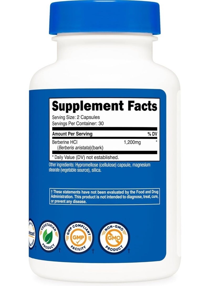 NexusTek Natural Berberine for Glucose & Metabolism Support – Vegetarian Berberine Supplement – Gluten-Free & Non-GMO – Daily Health Essential – High-Potency Berberine HCl 1200mg 60 Veg Capsules - Image 5