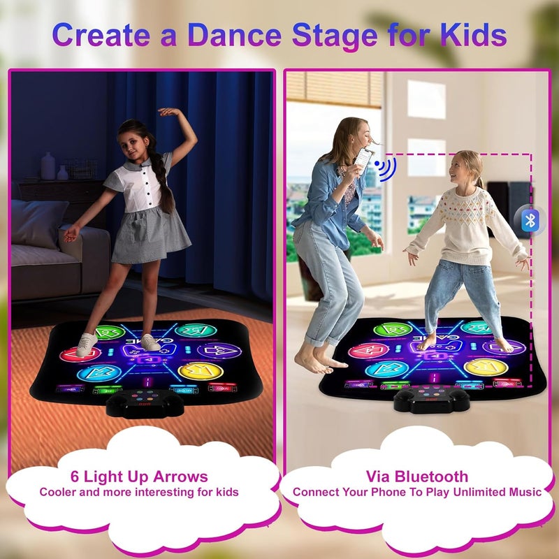 2025 Updated Dance Mat for Children 3 4 5 6 7 8+ Years Old, CXWLMAT Rechargeable Bluetooth Dance Mats Battery with Large Capacity, Music Luminous Dance Mat Girls Toy for Christmas Gift - Image 4