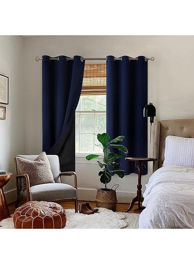 BFAM 100% Blackout Curtains for Bedroom with Black Liner, Thermal Insulated Thick Double Layers Total Light Blocking Grommet Window Curtains 1 Panel - Image 2