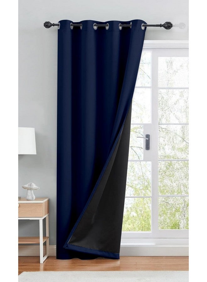 BFAM 100% Blackout Curtains for Bedroom with Black Liner, Thermal Insulated Thick Double Layers Total Light Blocking Grommet Window Curtains 1 Panel - Image 1