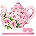 Aoriher 4 Pieces Tea Party Piatas Tea Flower Themed Decorations Teapot Small Piata Bundle with Blindfold and Stick Teacup Party Supplies Favors for BirthdayPinkTeapot - Image 2