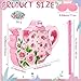 Aoriher 4 Pieces Tea Party Piatas Tea Flower Themed Decorations Teapot Small Piata Bundle with Blindfold and Stick Teacup Party Supplies Favors for BirthdayPinkTeapot - Image 4