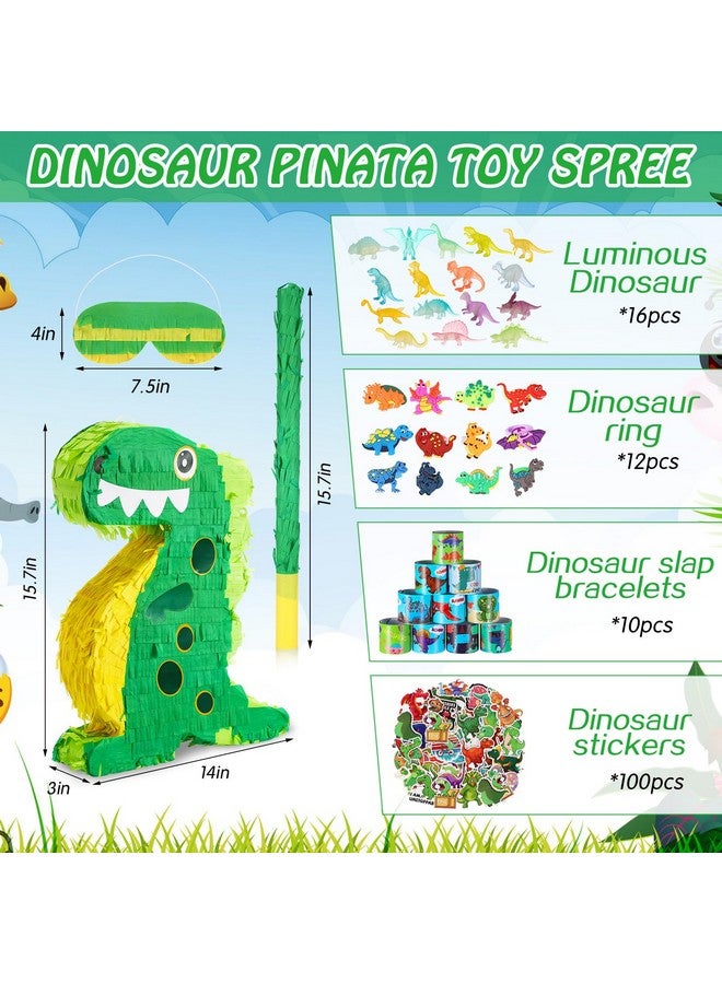 هانايف مجموعة بينياتا ديناصور من هانايف، 141 قطعة لحفلات أعياد الميلاد، مجموعة بينياتا ديناصور مع عصابة للعينين وعصا، 16 × 12 × 3 بوصة، تتضمن هدايا حفلات للأطفال بطابع ديناصور للأولاد والبنات (تصميم رائع) - Image 2
