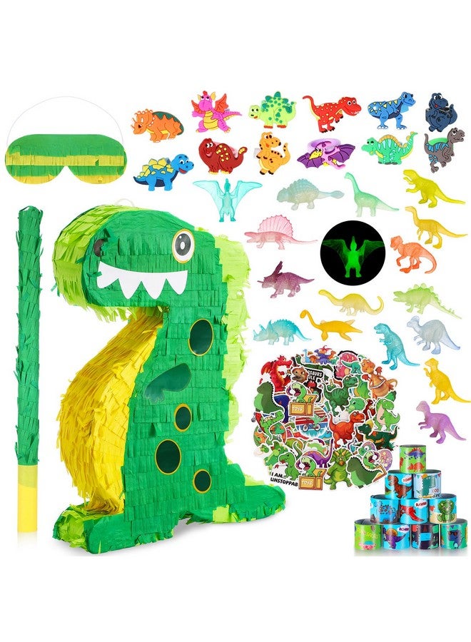 هانايف مجموعة بينياتا ديناصور من هانايف، 141 قطعة لحفلات أعياد الميلاد، مجموعة بينياتا ديناصور مع عصابة للعينين وعصا، 16 × 12 × 3 بوصة، تتضمن هدايا حفلات للأطفال بطابع ديناصور للأولاد والبنات (تصميم رائع) - Image 1