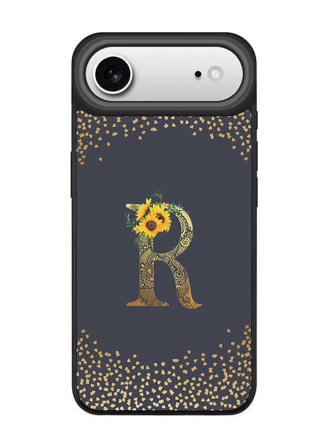 Stylizedd iPhone Air Case, [Compatible with MagSafe] Slim Magnetic cover Phone Case iPhone Air -Custom Floral Monogram - R  (Grey ) - Image 1