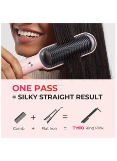TYMO TYMO Ring Hair Straightener with Built-in Comb, Pink Color  - Image 2