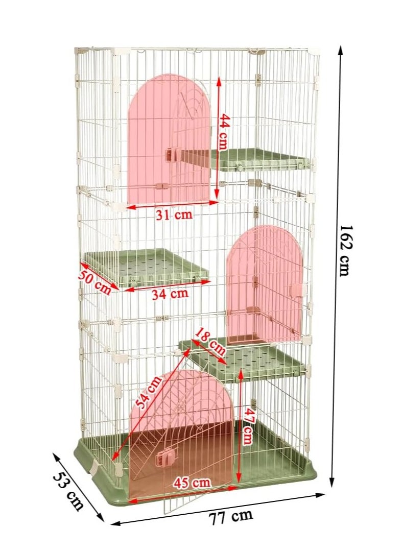 NNC PETS Multi-layer cat cage with Sturdy construction, Widened platforms, Step ramps and Multiple Door with spring lock, 162 cm Indoor & Outdoor Cat playpen, Lockable wheels, and Easy to assemble, (Green)  - Image 2
