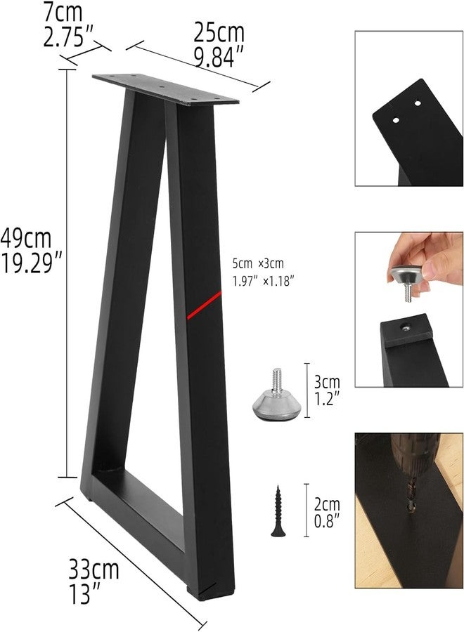 Rioychan 19 '' Trapezoid Metal Table Legs,Replacement Furniture Legs Set of 2 for DIY Coffee Tables, Bench, Modern Desks, Night Stands, Sofa(19.3”H x 13”W) - Image 4