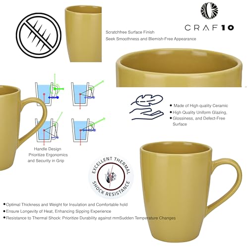 CRAF10 Exquisite Solid Ceramic Coffee Mugs - Vegas Gold Color,Microwave Safe- 340ml Capacity, Dishwasher & Freezer Safe - Image 3