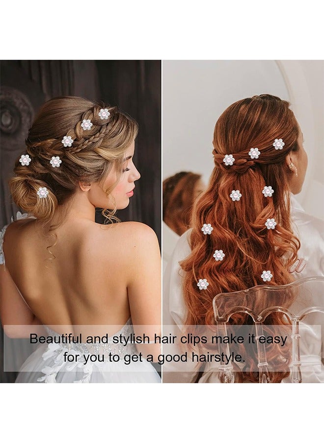 30Pcs Mini Pearl Hair Clips for Girls, Mini Rhinestone Flower Hair Clips, Cute Pink Pearl Hair Pins, Wedding Hair Barrettes Bridal Hair Accessories for Girls Women - Image 2
