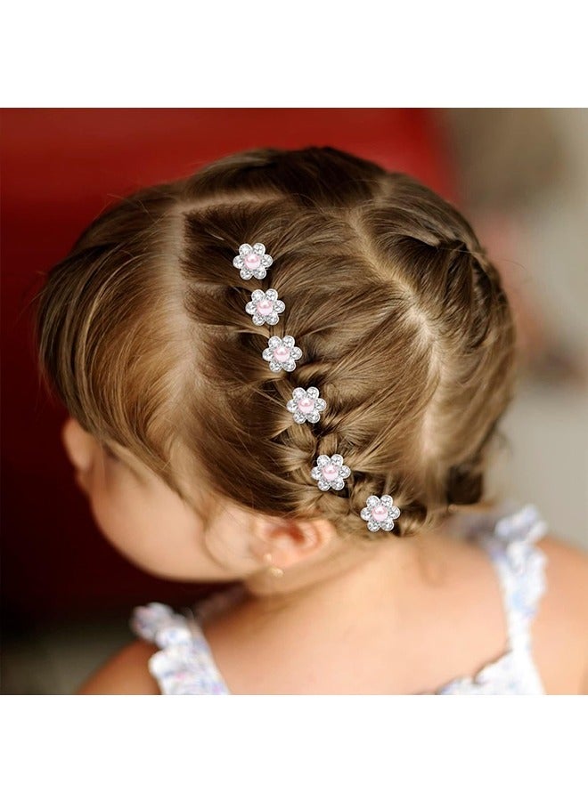 30Pcs Mini Pearl Hair Clips for Girls, Mini Rhinestone Flower Hair Clips, Cute Pink Pearl Hair Pins, Wedding Hair Barrettes Bridal Hair Accessories for Girls Women - Image 5