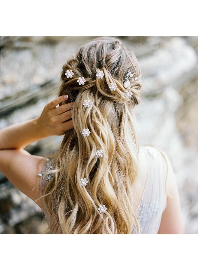 30Pcs Mini Pearl Hair Clips for Girls, Mini Rhinestone Flower Hair Clips, Cute Pink Pearl Hair Pins, Wedding Hair Barrettes Bridal Hair Accessories for Girls Women - Image 4