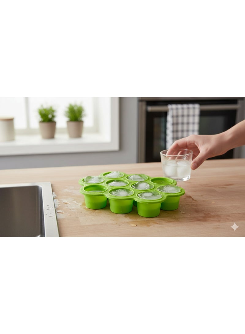 Silicone Food Freezer Tray With Clip-On Lid Green - Image 3