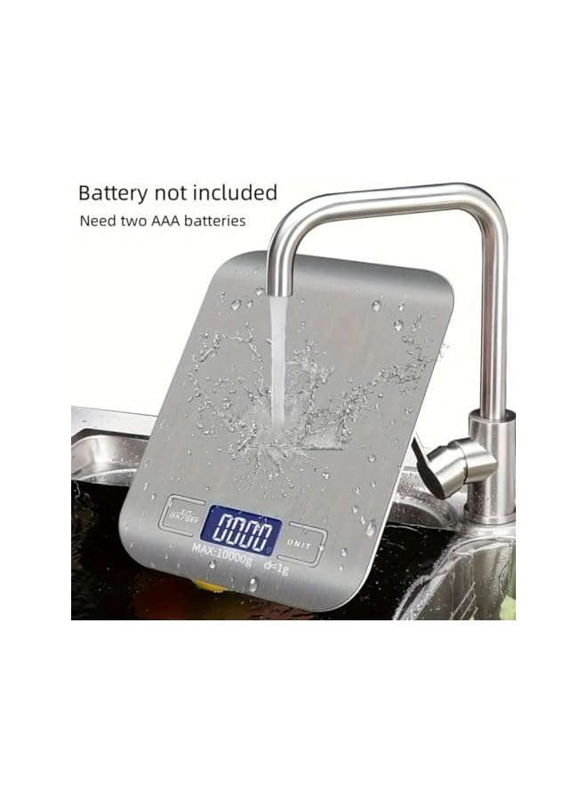 PROMASS Digital Kitchen Scale For Food & Coffee .High Precision, Ultra Slim, Backlit LCD Screen, 10kg Capacity, Easy Clean. Premium Stainless-Steel Surface. Measures in 6 units(Gram&Ounce).For Baking & Diet - Image 3