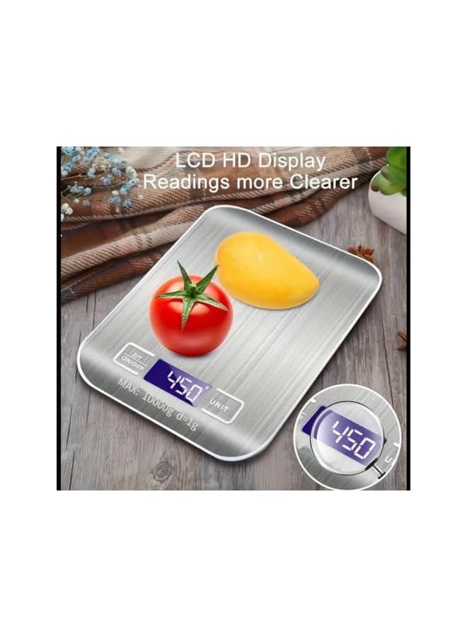 PROMASS Digital Kitchen Scale For Food & Coffee .High Precision, Ultra Slim, Backlit LCD Screen, 10kg Capacity, Easy Clean. Premium Stainless-Steel Surface. Measures in 6 units(Gram&Ounce).For Baking & Diet - Image 5