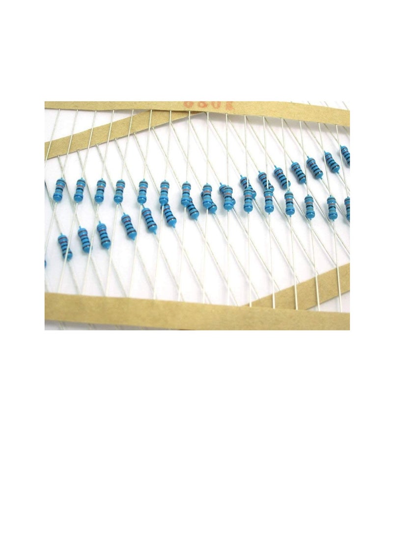 1/4W Metal Film Resistor, 5 Colour Ring Band 1% Ω Ohms Tolerance, For Electrical DIY Pack of 50 (1/4W 2KΩ (2000ohms))  - Image 1