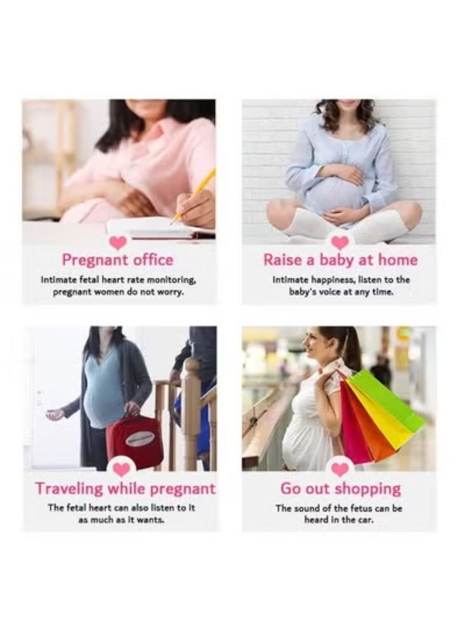 أوشن دوبلر الجنين، جهاز كشف معدل قلب الجنين المحمول، جهاز مراقبة معدل قلب الجنين في المنزل، دوبلر الجنين سهل الاستخدام، تقنية التشخيص بالموجات فوق الصوتية مع شاشة عرض LCD للأطفال (وردي) - Image 5