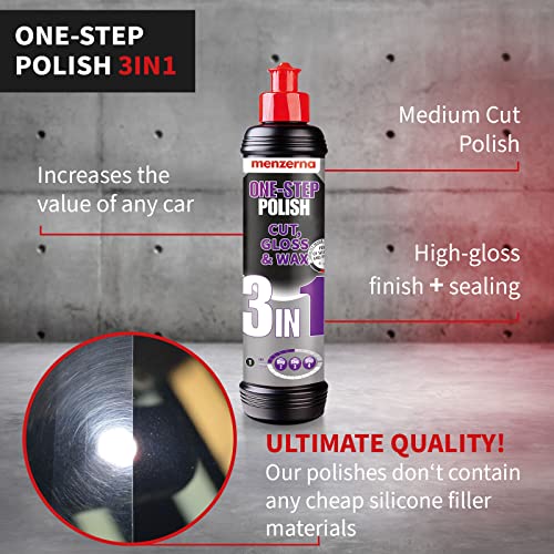 menzerna One-Step Polish 3in1 I Medium Cut Polish with High Gloss Finish & Seal in One I Buffing & Polishing Compound for Car Maintenance I Swirls, Holograms & Scratches I Car Body Repair I 8 fl oz. - Image 3