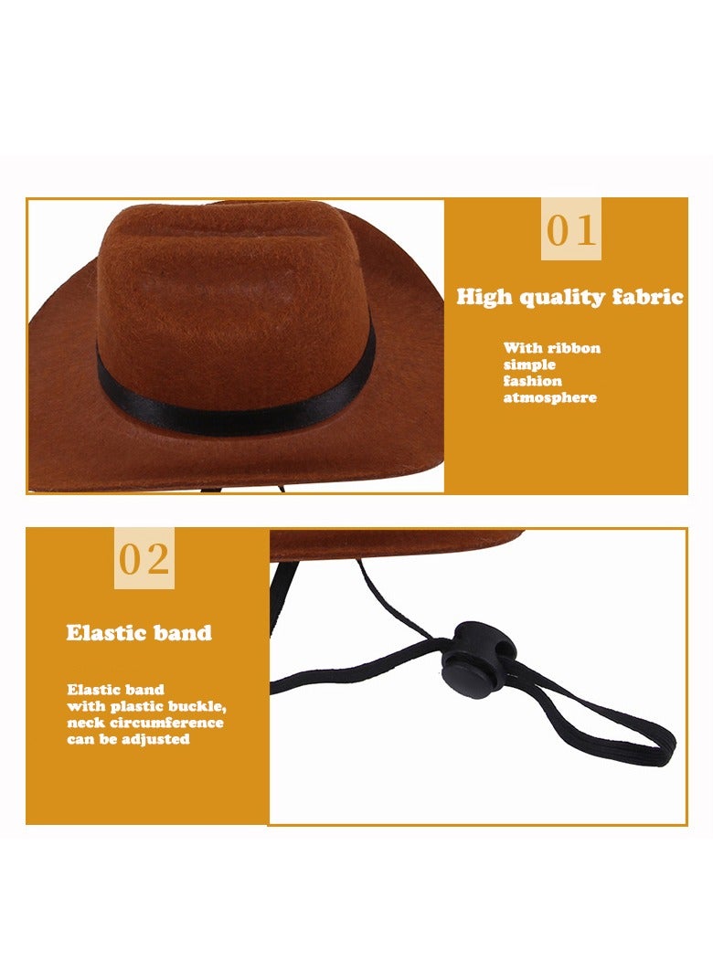 Pet Cowboy Hat and Bandana Scarf - Western Cowboy Costume Accessories for Dogs and Cats, Set of 2 - Image 4