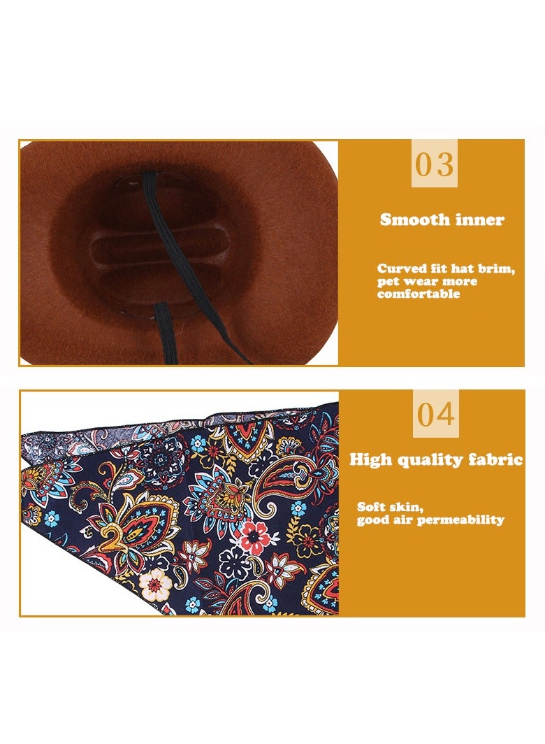 Pet Cowboy Hat and Bandana Scarf - Western Cowboy Costume Accessories for Dogs and Cats, Set of 2 - Image 5