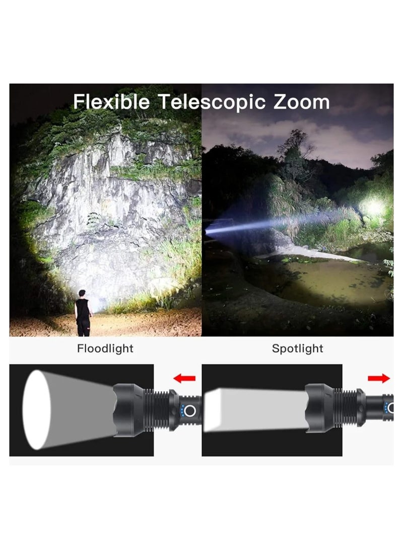 Ultra Powerful Tactical Flashlight with Adjustable Zoom Beam, Rechargeable Battery, Power Indicator and Heavy-Duty Metal Body for Camping, Outdoor Use and Emergencies - Image 3