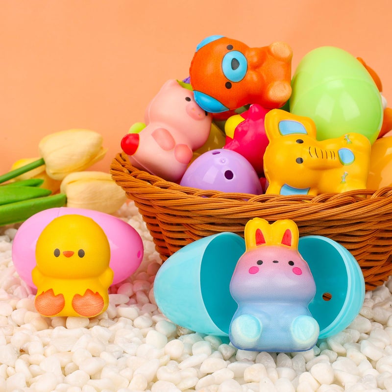 Gralima 24 Pack Easter Eggs Fillers with Animal Squishy Toys Inside Easter Egg Basket Stuffers Easter Egg Hunt Easter Party Favors for Kids Toddlers - Image 3