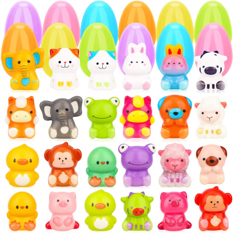 Gralima 24 Pack Easter Eggs Fillers with Animal Squishy Toys Inside Easter Egg Basket Stuffers Easter Egg Hunt Easter Party Favors for Kids Toddlers - Image 1