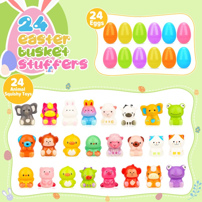 Gralima 24 Pack Easter Eggs Fillers with Animal Squishy Toys Inside Easter Egg Basket Stuffers Easter Egg Hunt Easter Party Favors for Kids Toddlers - Image 2