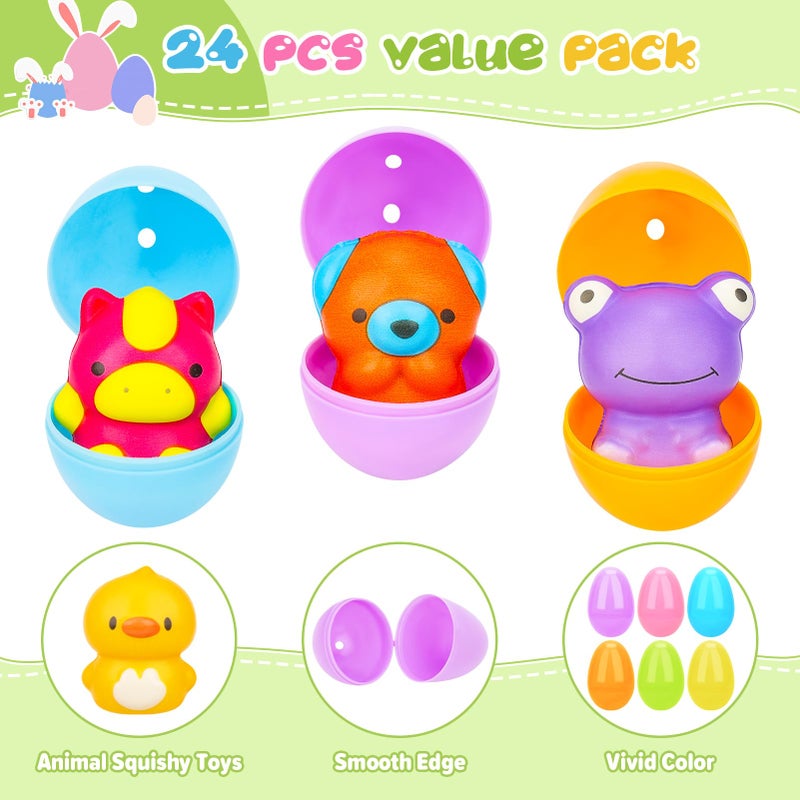 Gralima 24 Pack Easter Eggs Fillers with Animal Squishy Toys Inside Easter Egg Basket Stuffers Easter Egg Hunt Easter Party Favors for Kids Toddlers - Image 5