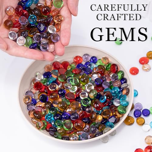 Meschett 50PCS Mini Glass Gems,Mixed Colour Mancala Stones Flat Bottom Marble Beads for Home Decorative Art Craft Vase Filler(0.5"~0.7") - Image 2