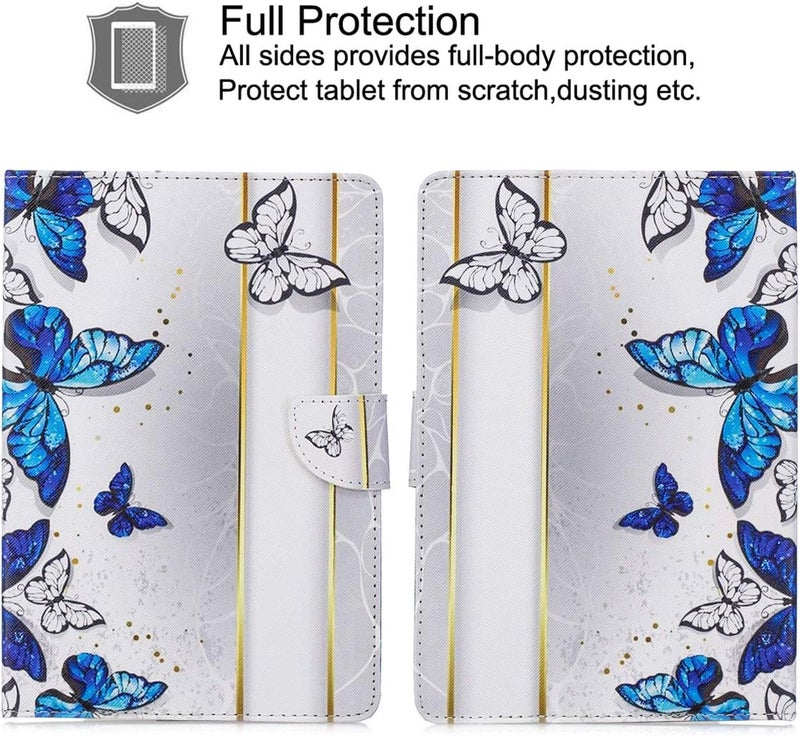 Newshine Universal Case for 6.5-7.5'' Tablet, Colorful Wallet Stand Cover for 7.0'' Samsung Galaxy Tablet, Amazon Kindle Fire 7/HDX 7 and Other Around 7 Inch Models - Blue&White Butterfly - Image 3