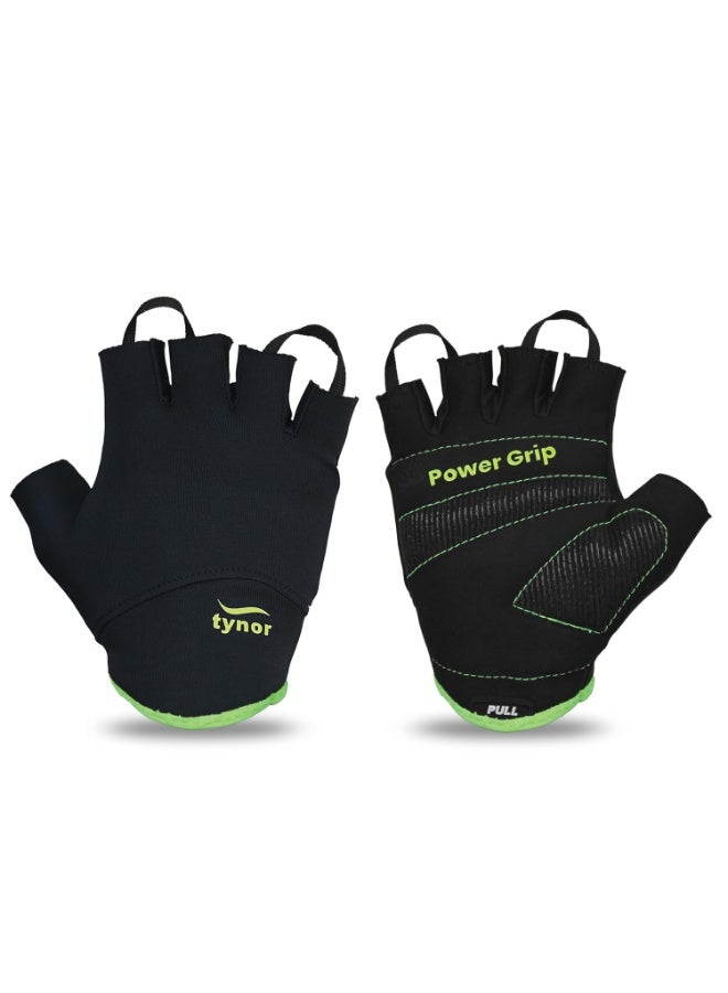 Tynorgrip Women's Gym Gloves - for Workout, Weightlifting, Gym, Sports and Crosstraining | Durable & Breathable, Half Finger-Length Gym Accessories for Women, 1 Pair (Black & Green, XL) - Image 1
