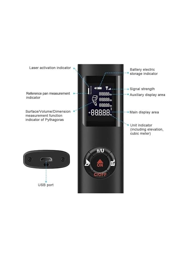 PROMASS promass 40M Distance Meter Mini Measuring Tape Water Proof Case Digital Measuring Tape Handheld Rangefinder Tape Measure Tester Digital Range Finder Observer Mini Mini Tape Measure  - Image 3