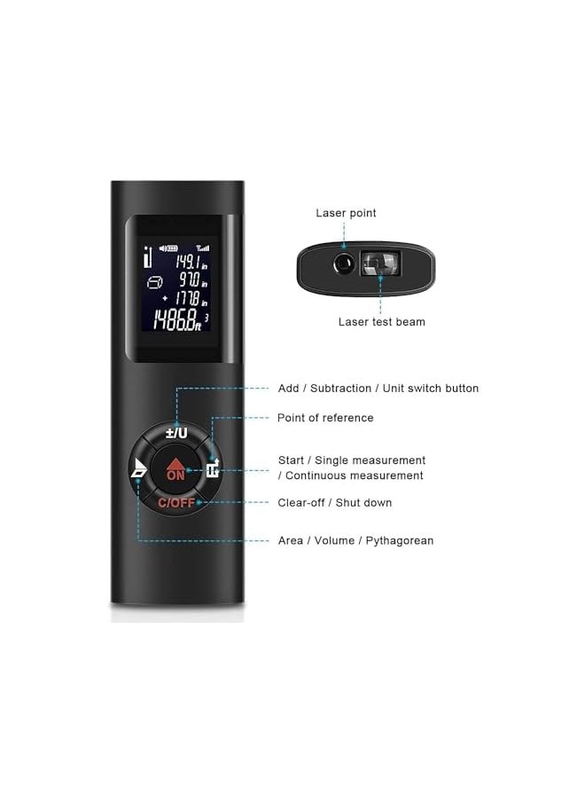 PROMASS promass 40M Distance Meter Mini Measuring Tape Water Proof Case Digital Measuring Tape Handheld Rangefinder Tape Measure Tester Digital Range Finder Observer Mini Mini Tape Measure  - Image 4