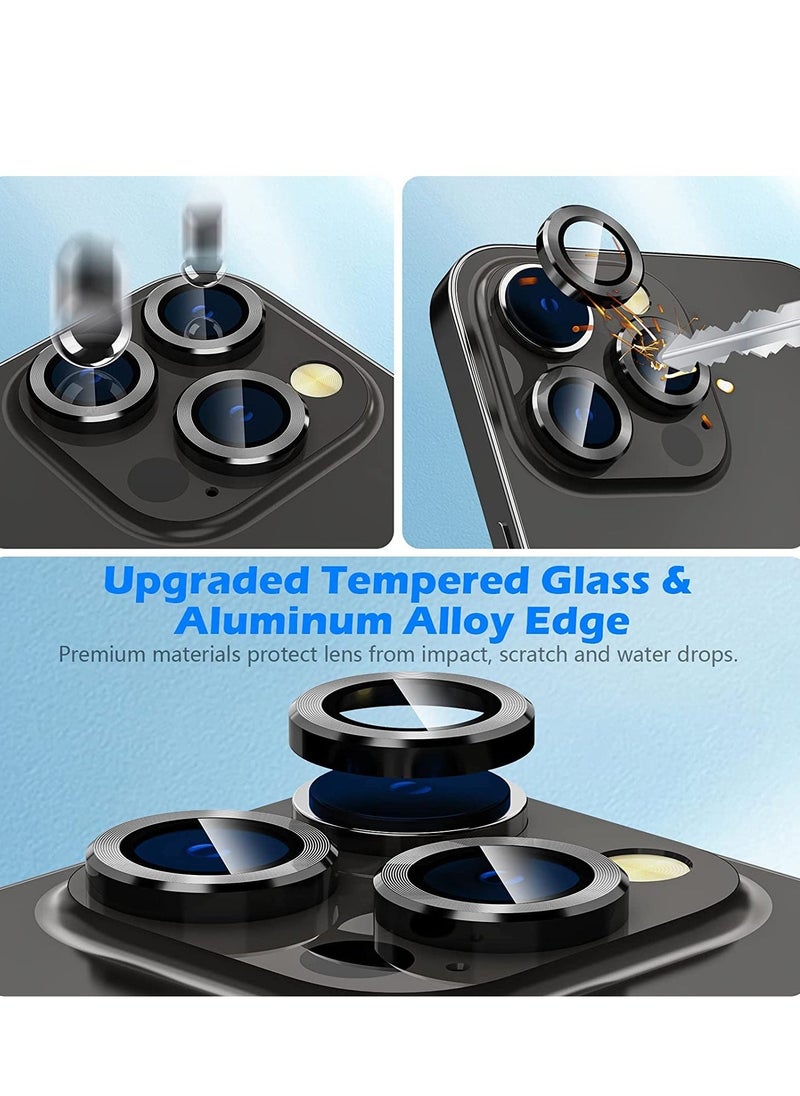 Raxoom Camera Lens Protector for iPhone 14 Pro/iPhone 14 Pro Max, Alloy Metal Individual Ring, Anti Scratch HD Tempered Glass Lens Screen Protector Cover Film, Case Friendly, Black - Image 4