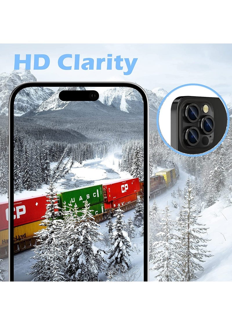 Raxoom Camera Lens Protector for iPhone 14 Pro/iPhone 14 Pro Max, Alloy Metal Individual Ring, Anti Scratch HD Tempered Glass Lens Screen Protector Cover Film, Case Friendly, Black - Image 2