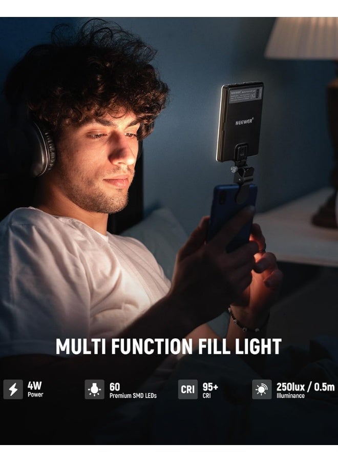 Selfie Light with APP Control, 94 LED CRI97 2000mAh Rechargeable, Cold Shoe Mount as Camera Light, Portable Front & Back Phone Clip for TikTok, Video Conference Light for Laptop - Image 2