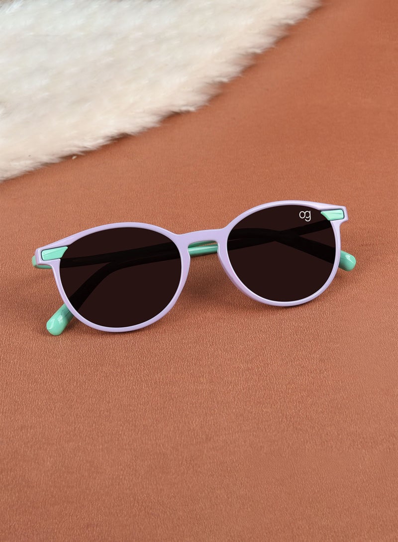 Woggles Stylish Lavender & Green Wayfarer Kids Sunglasses - Image 1