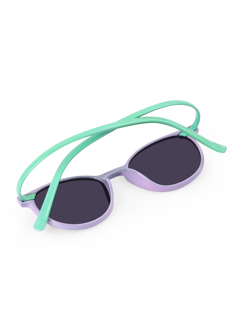 Woggles Stylish Lavender & Green Wayfarer Kids Sunglasses - Image 2