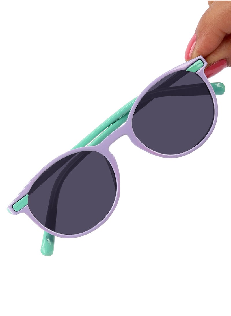 Woggles Stylish Lavender & Green Wayfarer Kids Sunglasses - Image 3