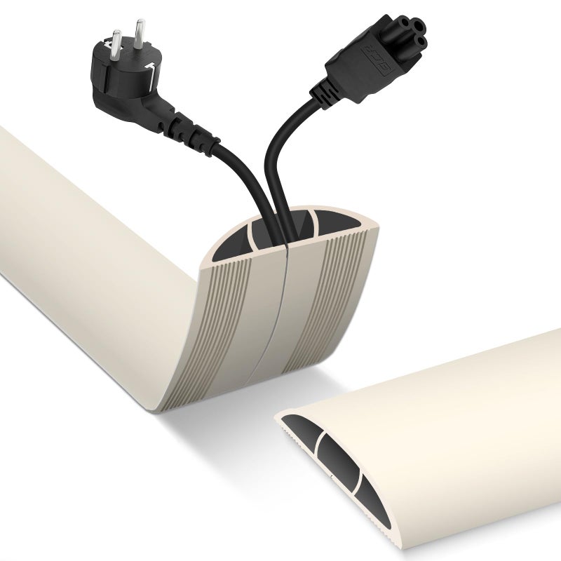 DBHXXMB-HH Floor Cord Cover, Cable Protector, 0.63W x 0.31H inches, Wire Cover for Extension Cords, Floor Cable Covers Prevent Cable Trips (Beige, 50-10 Feet) - Image 1