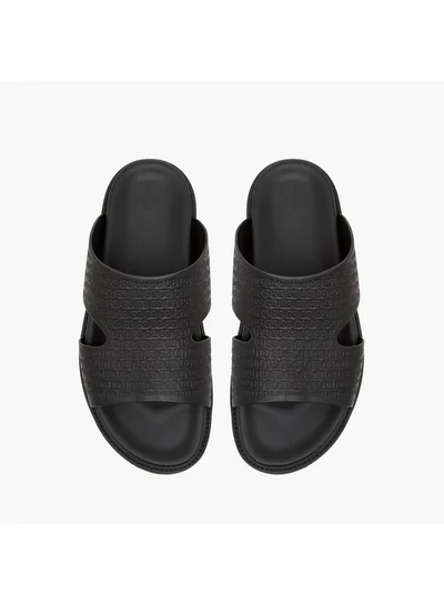 DUCHINI Men's Logo Embossed Slip-On Comfort Sandal