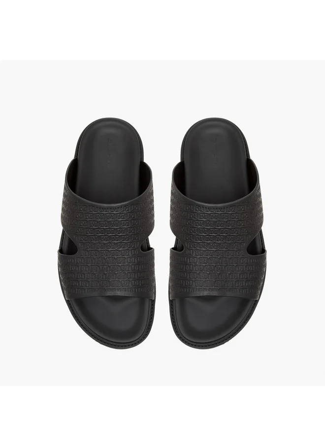 دوتشيني Men's Logo Embossed Slip-On Comfort Sandal